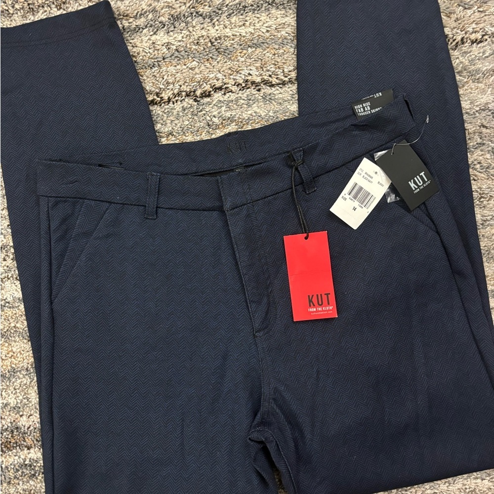 KUT From The Kloth High Rise Fab Ab Trousers Sz 14 NWT | KUT Women Navy Trouser- - Picture 5 of 14